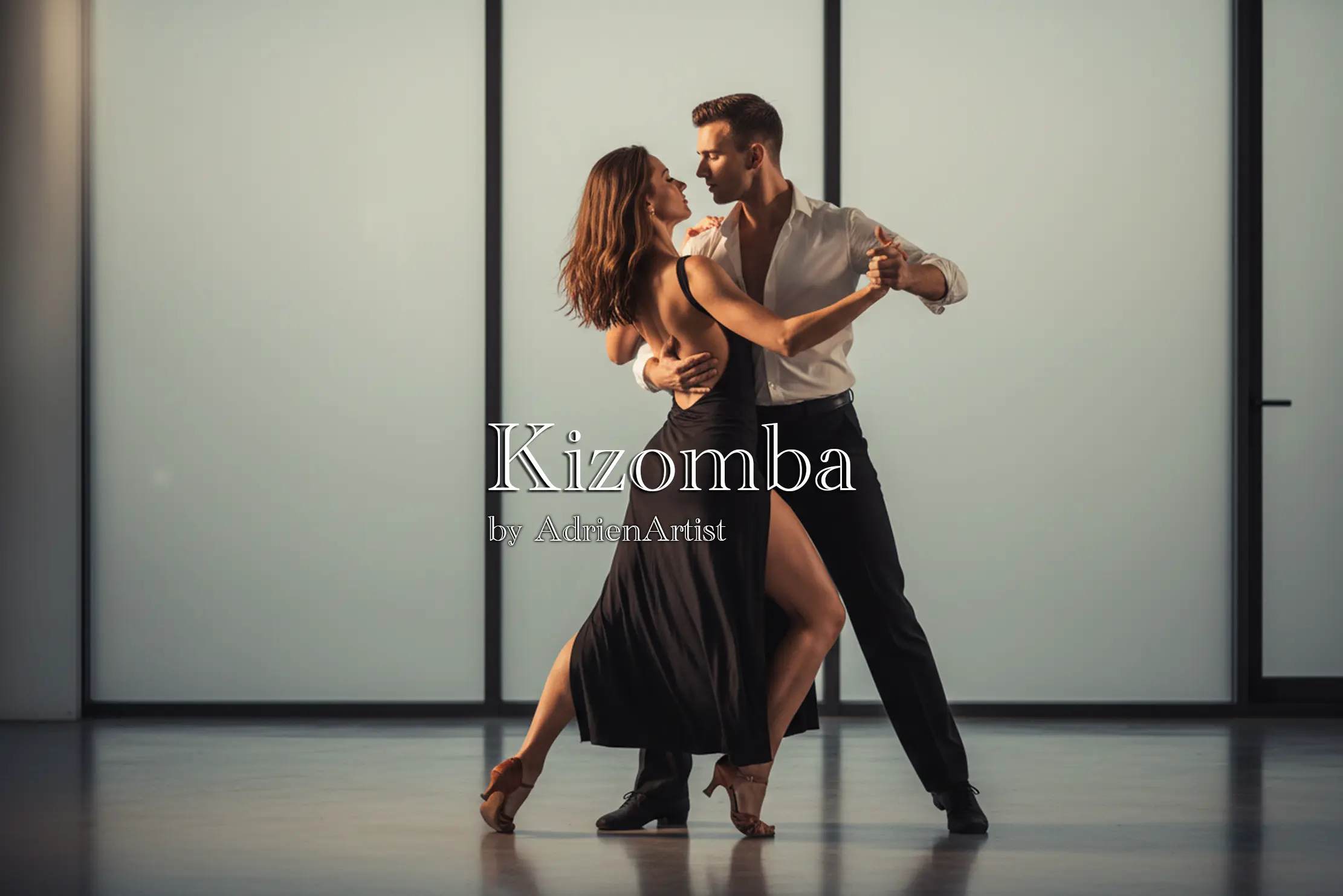 Couple dansant la Kizomba en style moderne – apprentissage via les tutoriels YouTube d’Adrien Artist