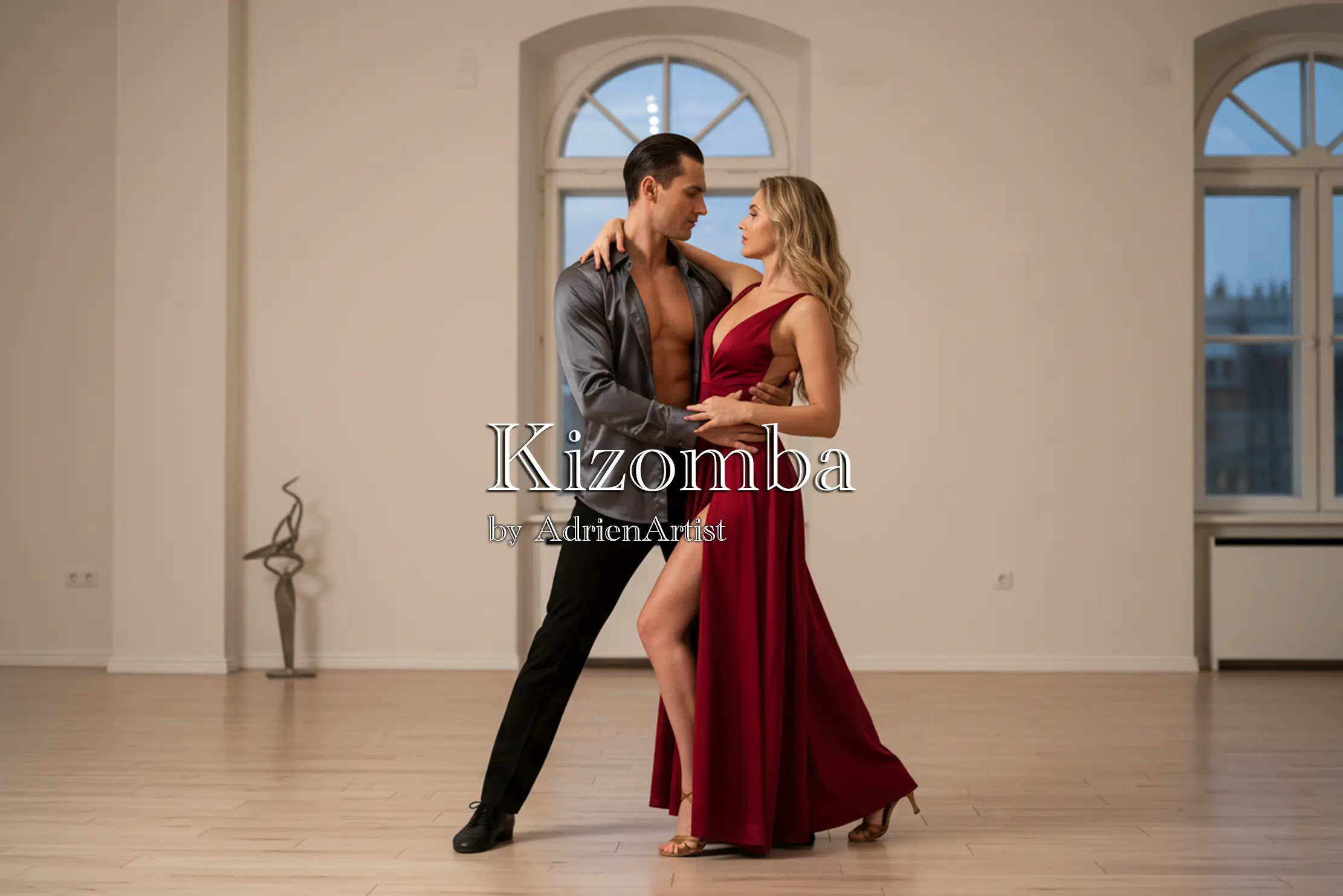 Couple apprenant les mouvements de connexion en Kizomba – tutoriels vidéo disponibles sur YouTube