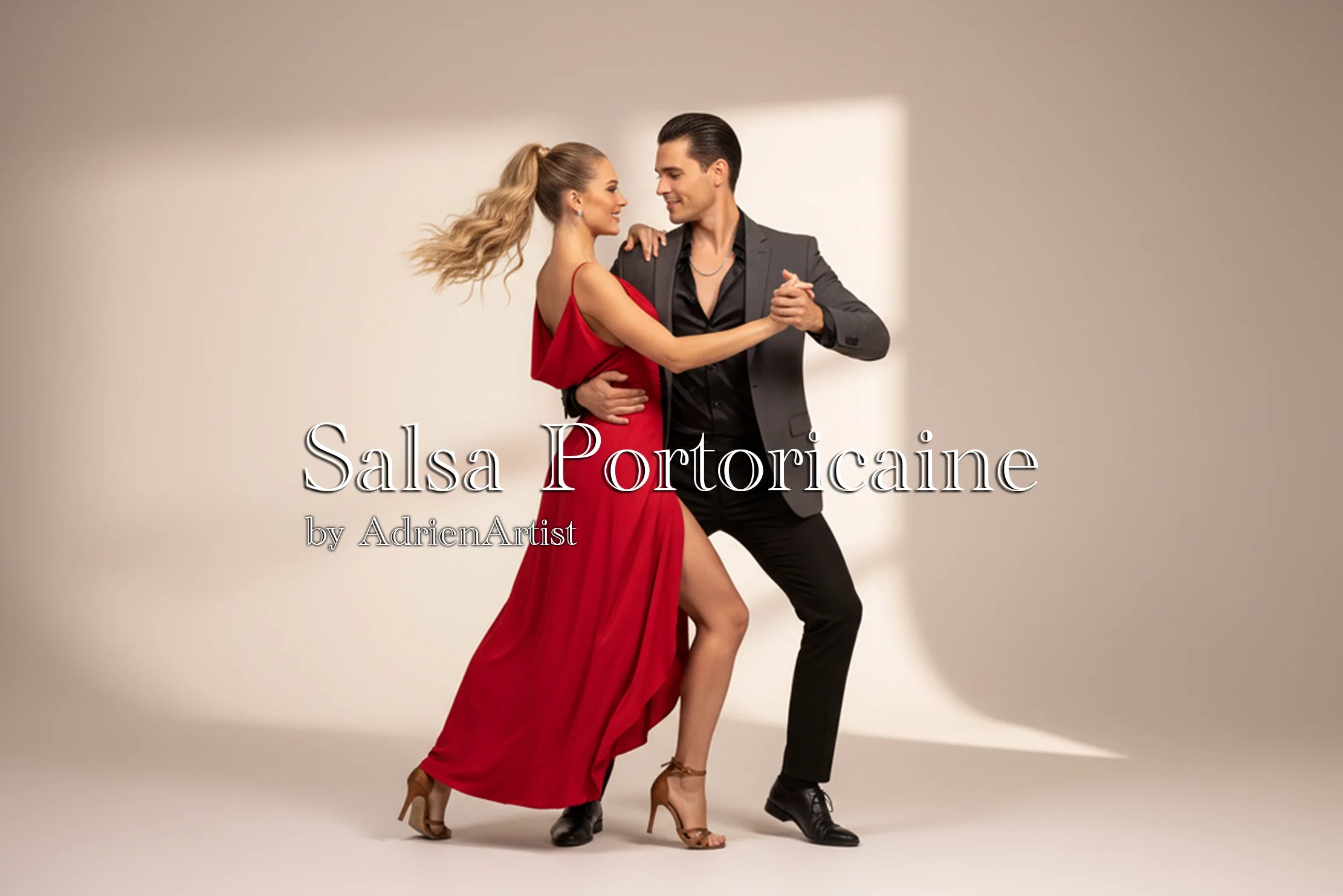 Adrien Artist en posture de salsa portoricaine pour ses cours et tutoriels.