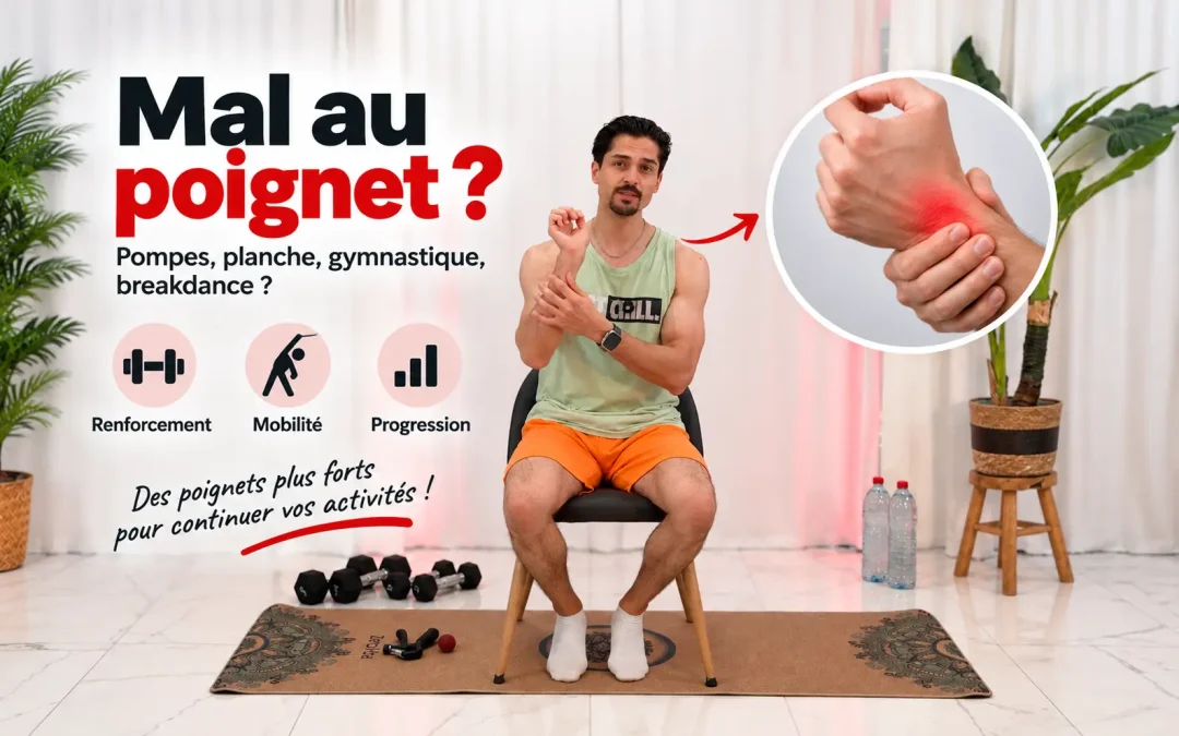 Coach sportif présentant des exercices de renforcement et de mobilité pour le mal au poignet.